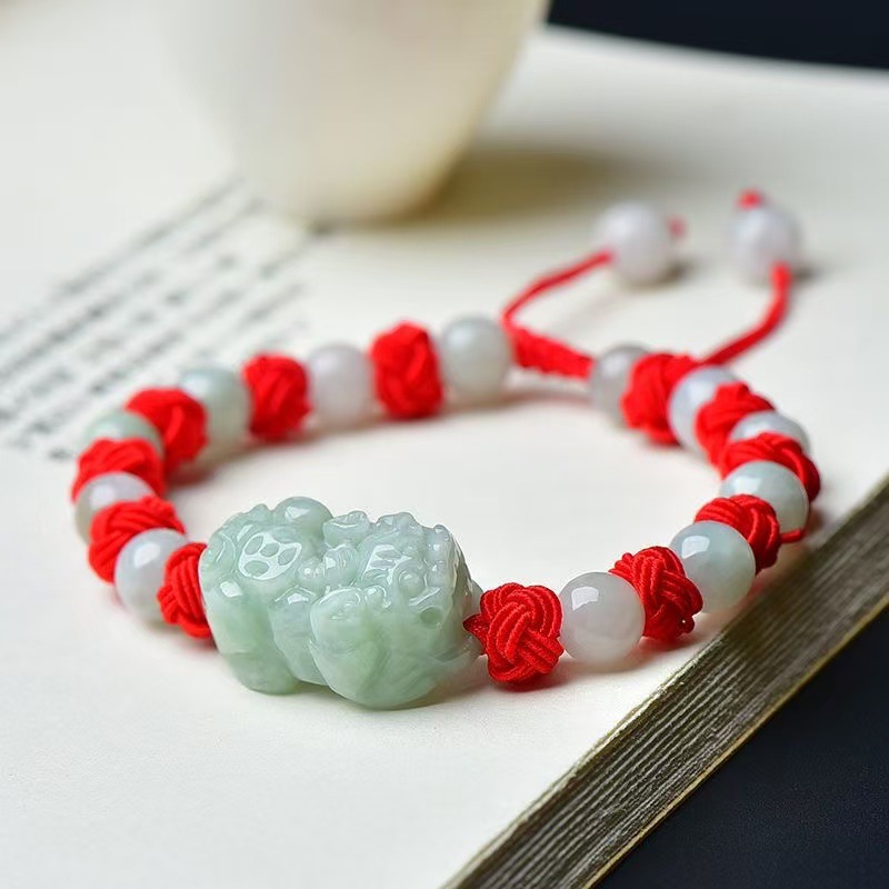 Beading - Naturalna bramka z jadeitu birmańskiego Pixiu,