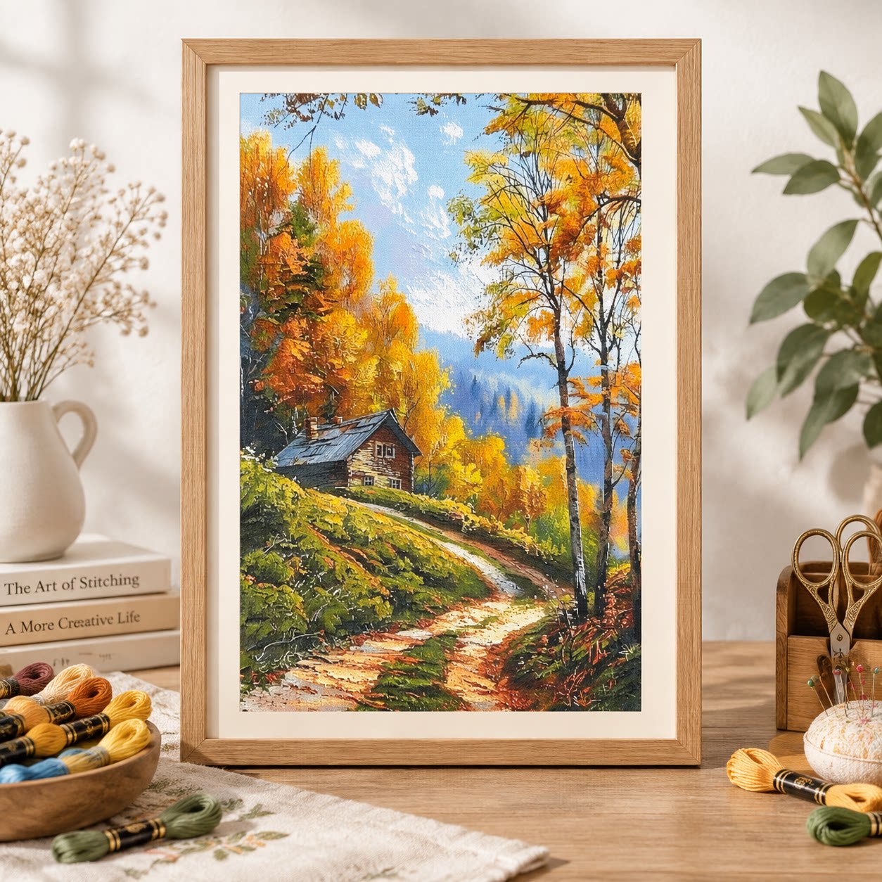 Cross Stitch Stamped Kits Beginners - [ZZ9250 – Jesienna chata w lesie]