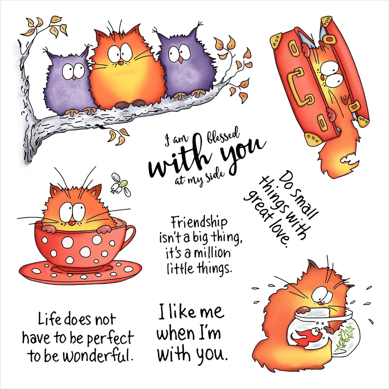 Urocze Grubasek Koty Sowy Wykr – Clear Silicone Stamps For Card Making recenzja i cena